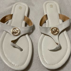 White Micheal Kors Flip Flops
